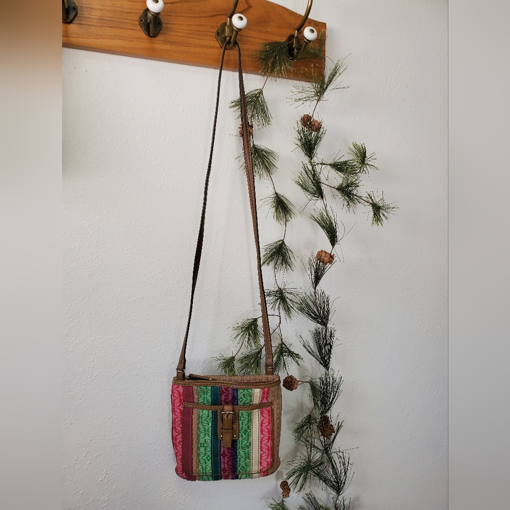 VINTAGE Fossil Multicolored Striped Crossbody Bag - Picture 4 of 13